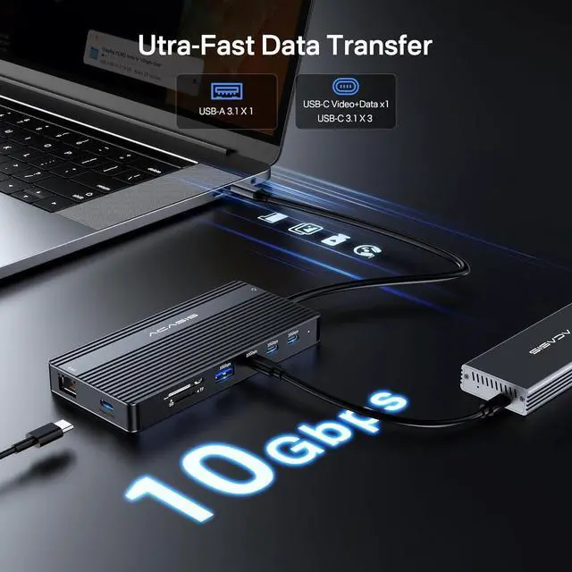 Alt view image 5 of 7 - USB C Docking Station Dual Monitor,14 in 1 USB C Hub,Laptop Dock Dual Monitor with 2 HDMI 4K@60HZ, 5 * 10Gbps USB,PD 100W,Ethernet, SD/TF Card Reader,3.5mm Audio for Dell/HP/Lenovo ThinkPad/Surface
