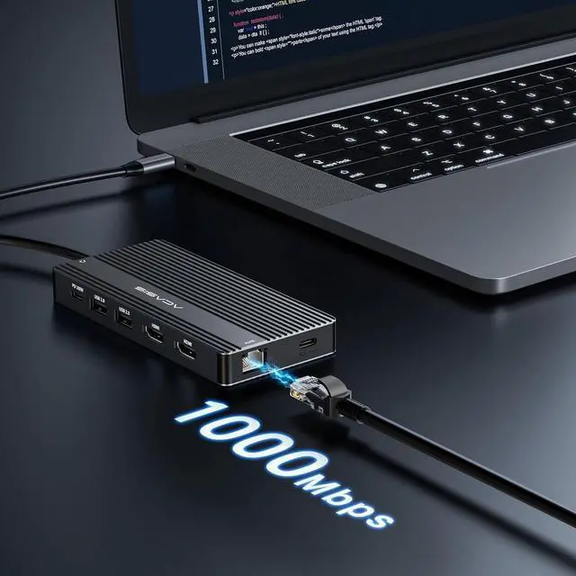 Alt view image 7 of 7 - USB C Docking Station Dual Monitor,14 in 1 USB C Hub,Laptop Dock Dual Monitor with 2 HDMI 4K@60HZ, 5 * 10Gbps USB,PD 100W,Ethernet, SD/TF Card Reader,3.5mm Audio for Dell/HP/Lenovo ThinkPad/Surface