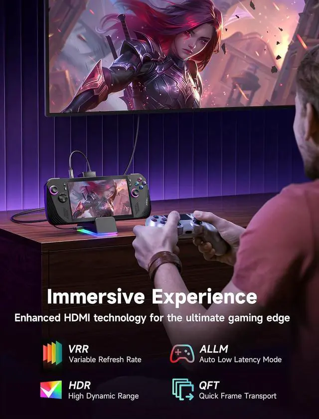 Alt view image 5 of 7 - JSAUX Docking Station for ROG Ally X/ROG Ally/Steam Deck/Legion Go, 7-in-1 Dock for ROG Ally X with RGB Cooling Fan, HDMI 4K@120Hz, Gigabit Ethernet, Dual USB & USB C 3.0, 100W PD Charging - HB0705