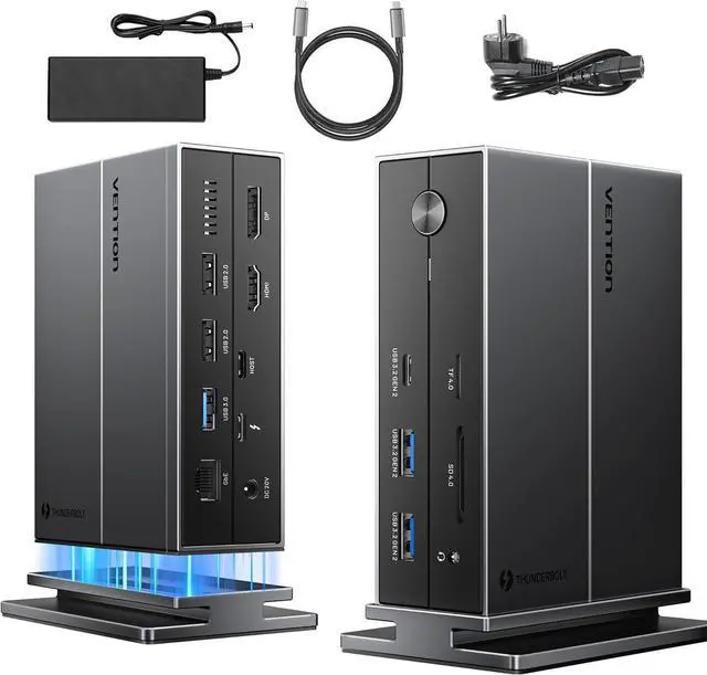 Main image of VENTION 8K 14-in-1 Thunderbolt 4 Docking Station Triple Monitors with 135W Power Adapter 40Gbps USB-C Docking Station for MacBook Pro/Air, Thunderbolt 4/3 Windows PC (8K HDMI DP, 3xUSB 3.2, Ethernet)