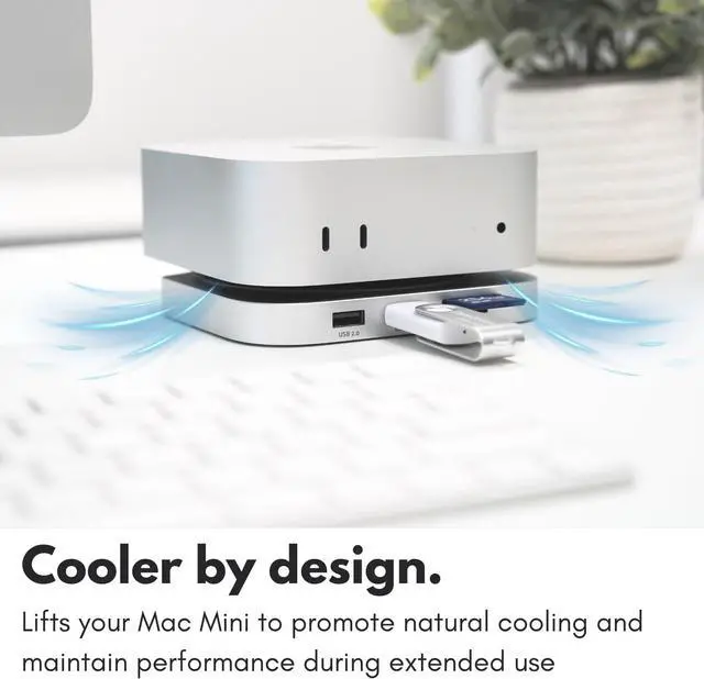 Alt view image 6 of 7 - Macally Mac mini M4 Dock and Stand Hub with (3) USB-A 2.0 Ports, NVMe/SATA SSD Enclosure, SD/MicroSD Card Readers, AUX, 4K HDMI 60hz for Mac mini M4/Pro 2024