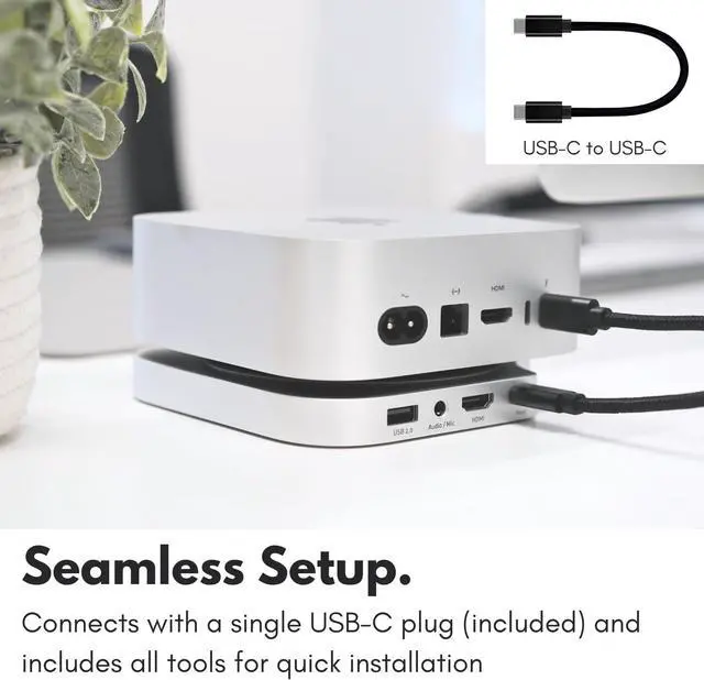 Alt view image 7 of 7 - Macally Mac mini M4 Dock and Stand Hub with (3) USB-A 2.0 Ports, NVMe/SATA SSD Enclosure, SD/MicroSD Card Readers, AUX, 4K HDMI 60hz for Mac mini M4/Pro 2024