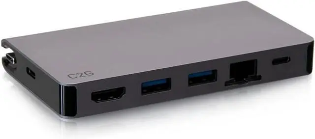 Main image of C2G USB-C® 5-in-1 Compact Dock with HDMI®, 2X USB-A, Ethernet, and USB-C Power Delivery up to 100W - 4K 30Hz