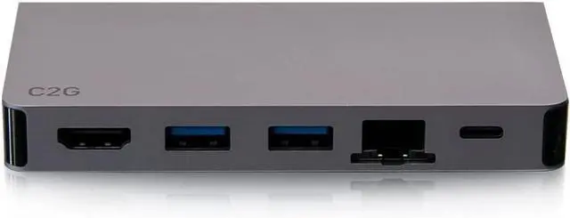 Alt view image 4 of 7 - C2G USB-C® 5-in-1 Compact Dock with HDMI®, 2X USB-A, Ethernet, and USB-C Power Delivery up to 100W - 4K 30Hz