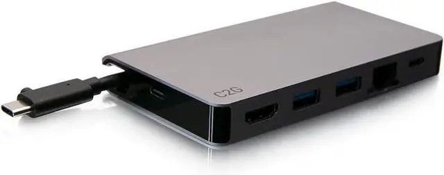 Alt view image 5 of 7 - C2G USB-C® 5-in-1 Compact Dock with HDMI®, 2X USB-A, Ethernet, and USB-C Power Delivery up to 100W - 4K 30Hz