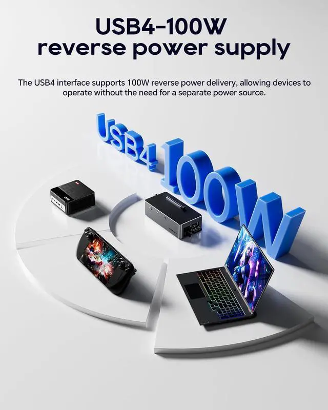 Alt view image 6 of 7 - AOOSTAR AG02 EGPU Dock with 800W PSU, OCuLink +USB4 Port & TGX Hot-Swap Support - Open Frame Design, Universal GPU Compatibility for Mini PC/Laptop Gaming & 3D Rendering