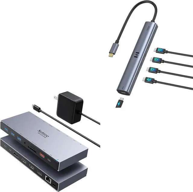 Main image of 15-in-1 Docking Station 3 Monitor with 65W Power Adapter + 5-in-1 USB C Hub with 4K@60Hz Video Display