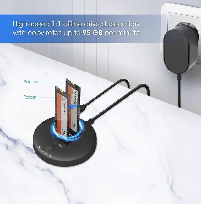 Alt view image 4 of 7 - Dual-Bay M.2 NVMe Clone SSD Docking Station