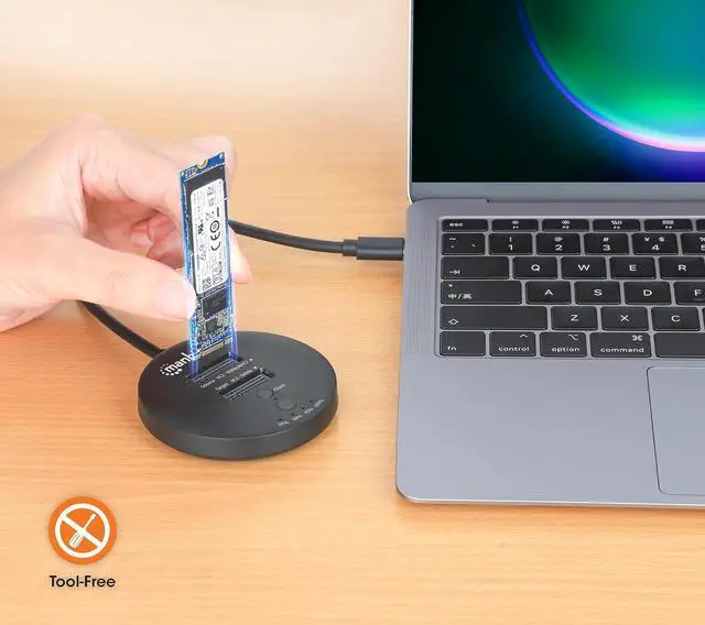 Alt view image 6 of 7 - Dual-Bay M.2 NVMe Clone SSD Docking Station