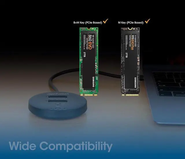 Alt view image 7 of 7 - Dual-Bay M.2 NVMe Clone SSD Docking Station
