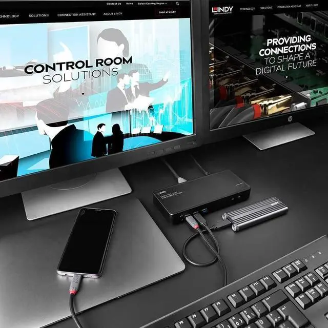 Alt view image 5 of 5 - Lindy 2 Port Type C MST KVM Docking Station