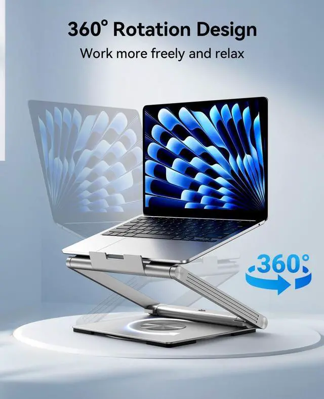 Alt view image 7 of 7 - Laptop Docking Station Stand 4K@60Hz for MacBook Pro/Air M3/M4, Dell/HP/Surface/Lenovo/Chromebook, Laptop USB Hub Stand with HDMI, 3 USB, Ethernet, PD 3.0, Adjustable Dock with 360° Rotate Base