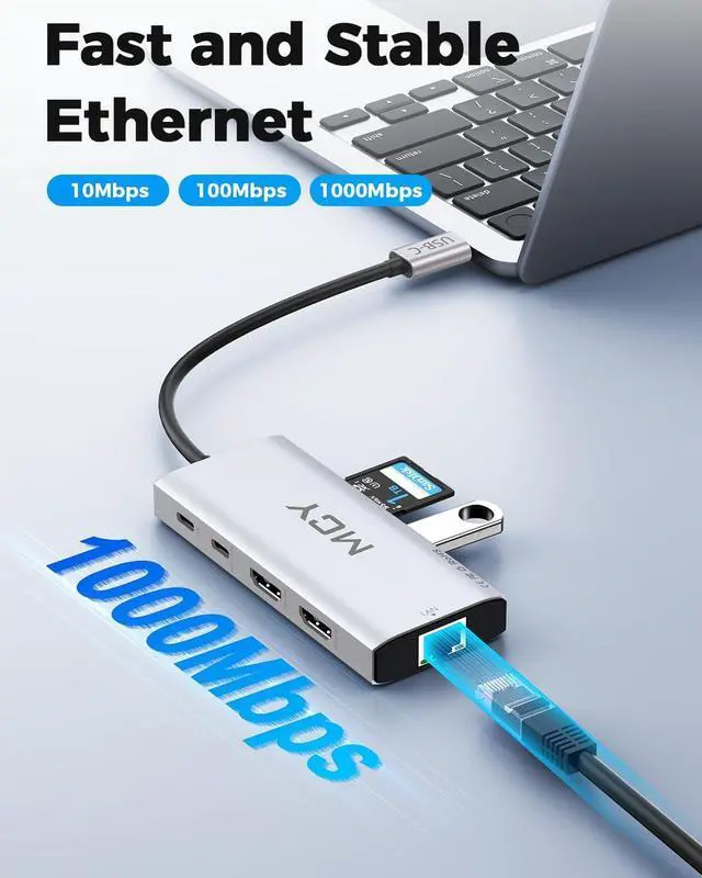 Alt view image 7 of 7 - USB C Hub,Laptop Docking Station Dual Monitor Single 8K,2x4K@60Hz,10 in 1 Type-C Multiport Adapter with 2 HDMI,PD100W,Extender Splitter,Card Reader,Ethernet Dock for Mac/Dell/HP/Surface/Steam Deck