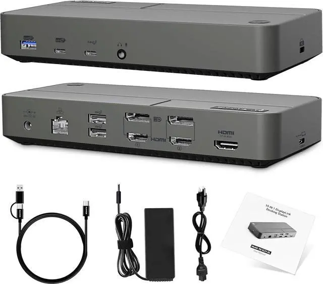 Main image of DisplayLink Docking Station 3 Monitors with 130W Power Supply,15 in 1 USB C Triple 4K Display Dock for M1 M2 M3 M4 Thunderbolt MacBook Pro/Air and USB-C/A Port Windows Laptops (3 HDMI, 2 DP)