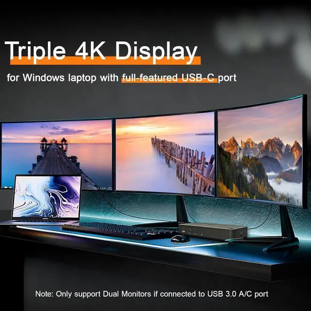Alt view image 4 of 7 - DisplayLink Docking Station 3 Monitors with 130W Power Supply,15 in 1 USB C Triple 4K Display Dock for M1 M2 M3 M4 Thunderbolt MacBook Pro/Air and USB-C/A Port Windows Laptops (3 HDMI, 2 DP)