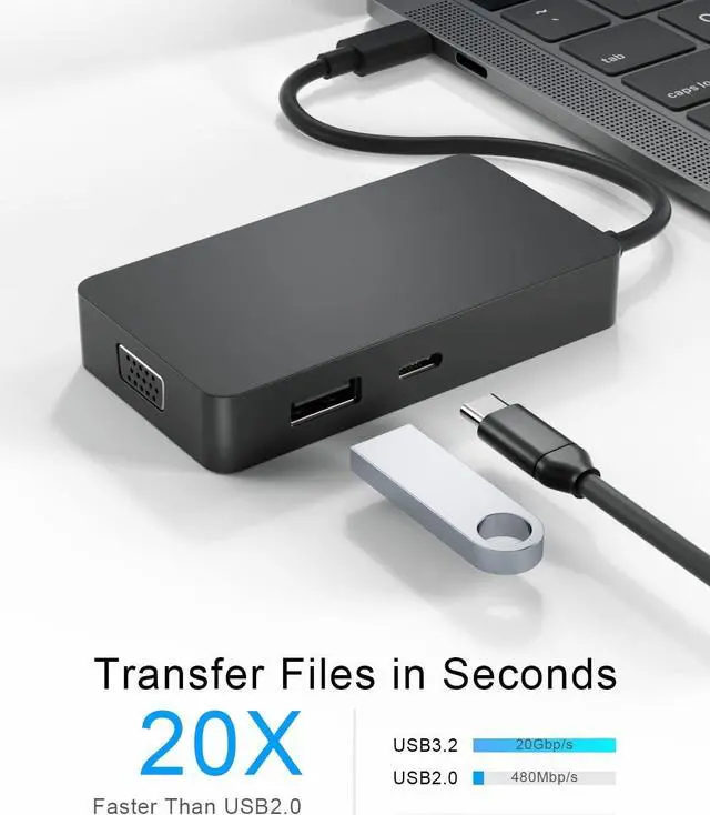 Alt view image 6 of 7 - USB-C Travel Hub Docking Station Multiport Adapter with VGA, USB 3.2 GEN 2, USB-C, Ethernet, HDMI Ports Compatible with Surface laptops, Surface Books and Surface Pro X/7/8/9