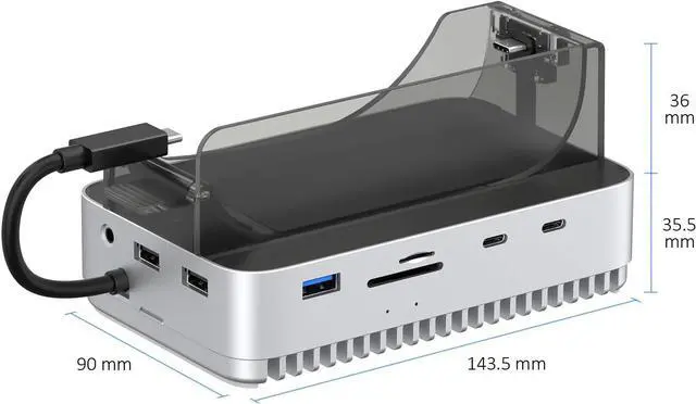 Alt view image 7 of 7 - Mac mini M4 2024 Dock Stand, 40Gbps USB4 M.2 NVMe SSD Enclosure, Compatible withThunderbolt 4/5, 10Gbps USB Docking Station with SD4.0 Card Reader