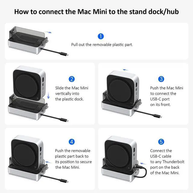 Alt view image 4 of 7 - Mac mini M4 2024 Dock Stand, 40Gbps USB4 M.2 NVMe SSD Enclosure, Compatible withThunderbolt 4/5, 10Gbps USB Docking Station with SD4.0 Card Reader