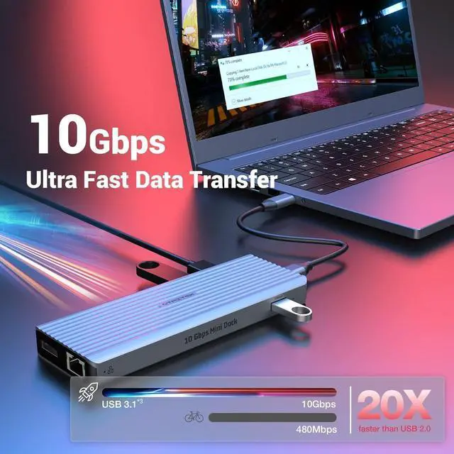 Alt view image 3 of 7 - 11 in 1 Docking Station, OTAITEK USB C HUB Dual 4K@60Hz Video Outputs Dual Monitor,(3 USB 3.2 10 Gb/s, 2 HDMI, 2 DP, 100W PD, Gigabit Ethernet & Audio) for Laptop