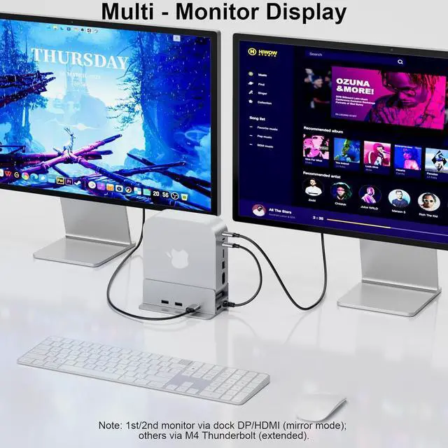 Alt view image 6 of 7 - Reborn Mac mini M4 Dock & Stand with NVMe SSD Enclosure, Mac Mini M4 Hub with 4K60Hz HDMI, 4K60Hz DP, 5G USB A*2, USB A 2.0*2, TF/SD Card Reader 9-in-1 USB Hub for Mac mini M4,Mac mini M4 Pro - Silver