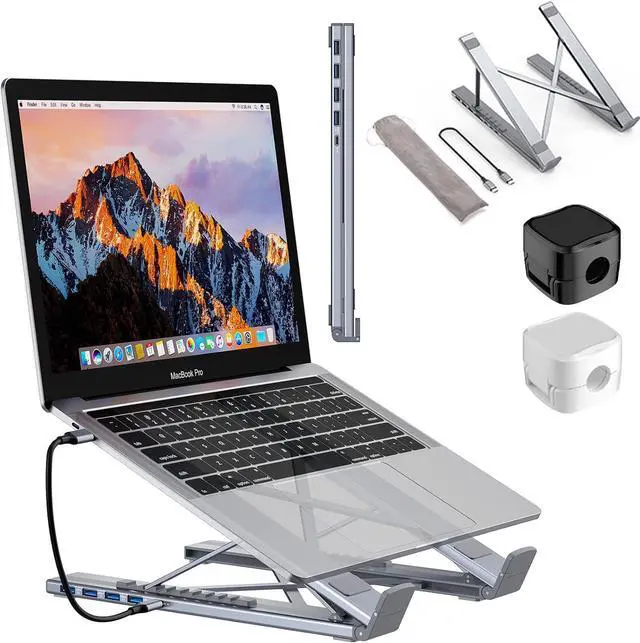 Main image of 8-in-1 USB-C Laptop Stand, 8 in 1 USB C Laptop Docking Station Stand, Universal Laptop Desk Dock with USB c Hub Multiport Adapter, Include 4k Hdmi, 4 USB, PD 100w, SD/TF Card Slots (5-in1)