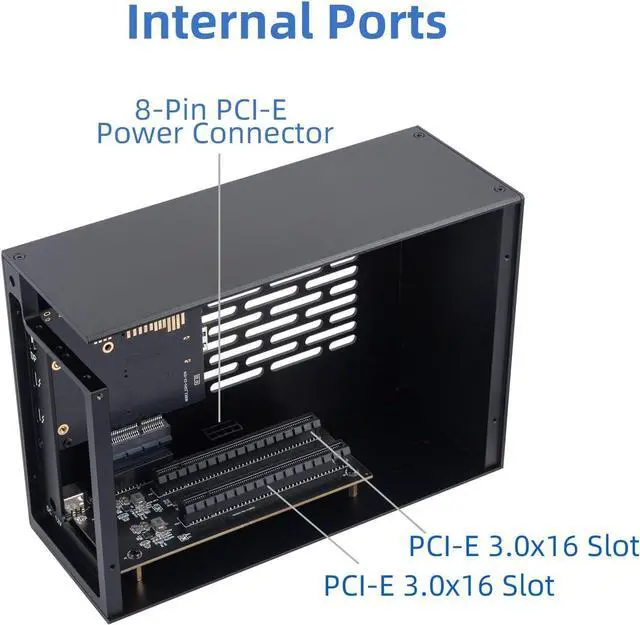 Alt view image 2 of 6 - Thunderbolt 3/4 USB4 PCIe Expansion Chassis, External Enclosure with Two PCI Express Slot for Laptops/NUC PD 85W Recharging (MK-T2L)