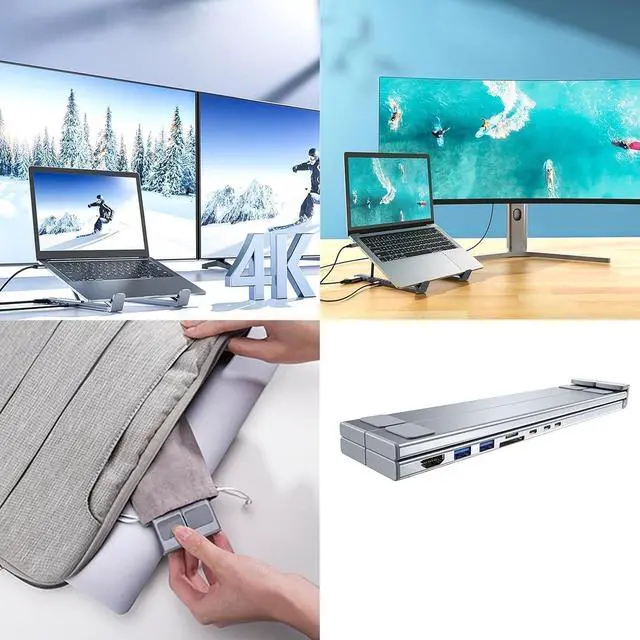 Alt view image 2 of 7 - Civilizek Civilized 8-in-1 USB-C Laptop Stand, Upliftjoys Portable Adjustable Flat Laptop Docking Station Stand with 4k HDMI, 2 USB 3.0, Pd 100w, Universal for Offices, Corporate Desks, Cafes (2PCS)
