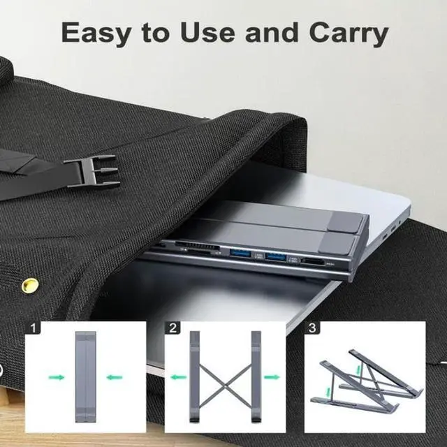 Alt view image 3 of 7 - Civilizek Civilized 8-in-1 USB-C Laptop Stand, Upliftjoys Portable Adjustable Flat Laptop Docking Station Stand with 4k HDMI, 2 USB 3.0, Pd 100w, Universal for Offices, Corporate Desks, Cafes (2PCS)