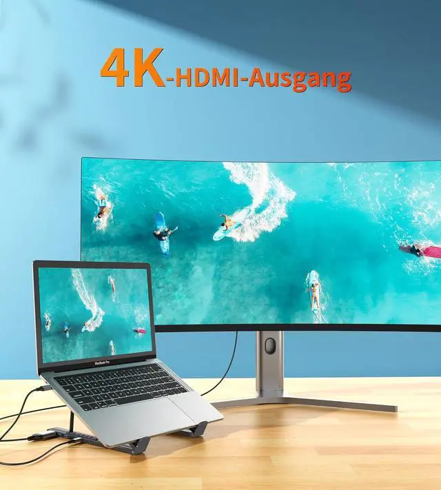 Alt view image 5 of 7 - 8-in-1 USB-c Laptop Stand, Laptop Stand with Docking Station, Laptop Docking Station with 4K HDMI, 2 USB 3.0, PD 100W, Universal Dock Stations for Various Brands