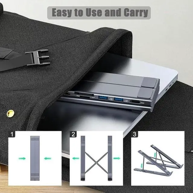 Alt view image 2 of 7 - Civilized 8 in 1 USB Laptop Stand, Laptop Docking Station Stand, Adjustable Aluminum Notebook Computer Stand, 8 in 1 USB C Hub with 4k HDMI, 2 USB 3.0, Pd 100w, Plug and Play (2pcs)