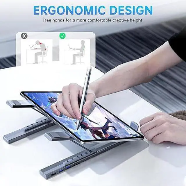 Alt view image 6 of 7 - Civilizek 8-in-1 USB-C Laptop Stand, Civilized Portable Adjustable Laptop Docking Station Stand, with 4k Hdmi, 2 USB 3.0, Pd 100w, Type C Hubs Adapter for Home, Office Cafes and School Use (2Pcs)