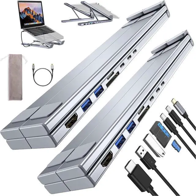 Main image of Civilizek 8-in-1 USB-C Laptop Stand, 2025 New Upgraded Laptop Stand Docking Station, Ergonomic Elevation with 4K HDMI, 2 USB 3.0, Pd 100W, Universal for Offices, Corporate Desks, Cafes (2PCS)