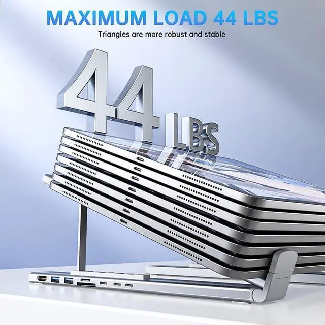 Alt view image 7 of 7 - Miraclew 8-in-1 USB-C Laptop Stand,2025New 8 in 1 USB C Laptop Docking Station Stand with 4K HDMI,2 USB 3.0,PD 100W,8 in 1 USBC Hub Tablet StandUniversal Dock Station Plug Play for Home,Offices