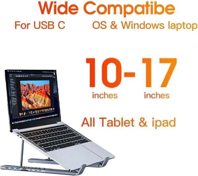 Alt view image 5 of 7 - Civilizek Civilized 8-in-1 USB-C Laptop Stand with 4k HDMI, Upliftjoys Portable Adjustable Flat Laptop Docking Station Stand, 2 USB 3.0, Pd 100w, Universal for Offices, Corporate Desks, Cafe (2pcs)