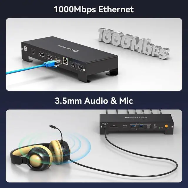 Alt view image 7 of 7 - USB C Docking Station 3 Monitors Triple 4K@60Hz Display with 120W Power Supply 15 in 1 Laptop Dock Dual Display Port for Multiple Monitors with USB 3.2 SD/Micro SD Solt 1G Ethernet PD 100W