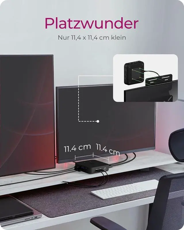 Alt view image 4 of 7 - ICY BOX USB-C Docking Station (12-in-1) for 3 Monitors (3X HDMI), 4K 60Hz, 6-Port USB 3.2 HUB (up to 10Gbps), 85W PD, Gigabit Ethernet, IB-DK4090-C