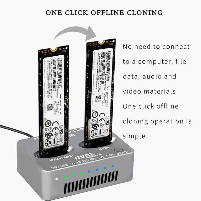 Alt view image 3 of 7 - PH8586U M.2 NVMe AHCI Offline Copy Dock 20Gbps USB3.2 Dual Disk Docking Station Compatible with MAC2013/2014/2015 12+16PIN SSD