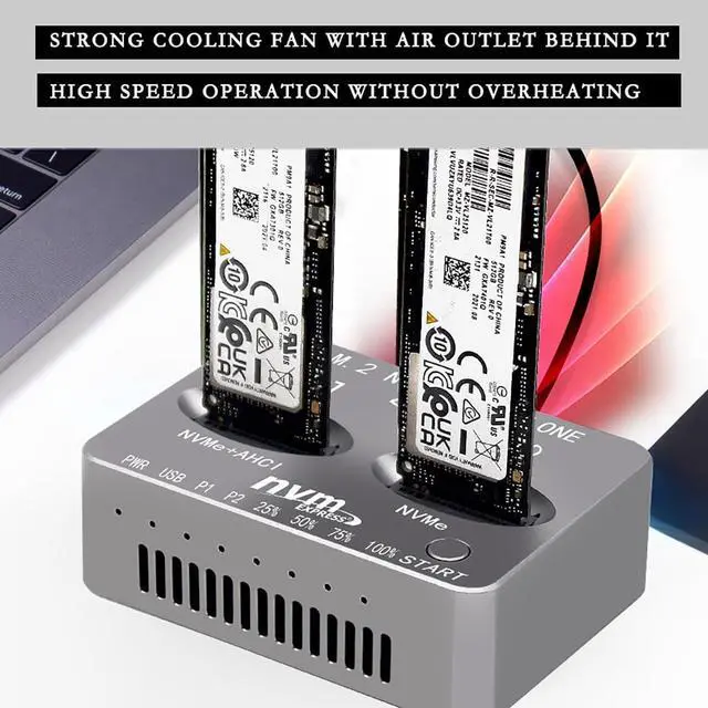 Alt view image 7 of 7 - PH8586U M.2 NVMe AHCI Offline Copy Dock 20Gbps USB3.2 Dual Disk Docking Station Compatible with MAC2013/2014/2015 12+16PIN SSD