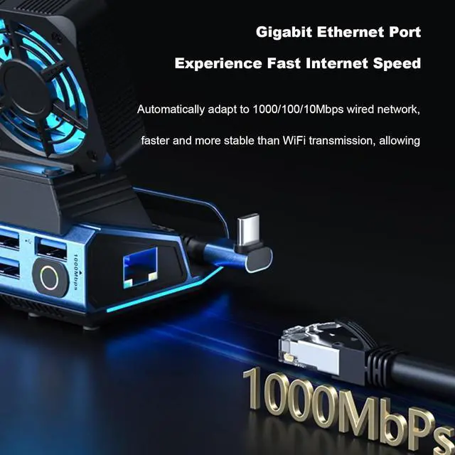Alt view image 6 of 7 - 9 in 1 Portable Game Console Dock, 4K/60Hz, 100W PD, Dual Fans, Aluminum Alloy Stand Base, Multiple Gaming Consoles, TypeC Hub Docking Station