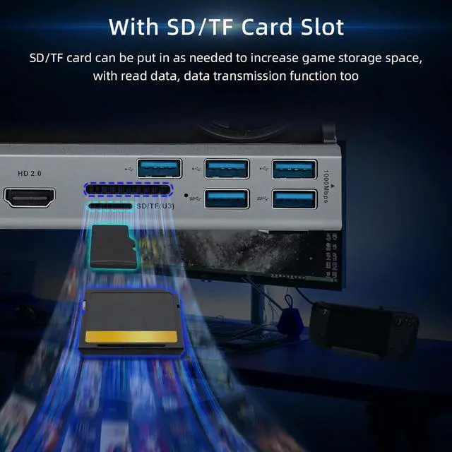 Alt view image 7 of 7 - Multifunction Docking Station Charging Dock with Cooling Fan HDMI for Steam Deck