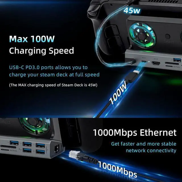 Alt view image 2 of 7 - Multifunction Docking Station Charging Dock with Cooling Fan HDMI for Steam Deck