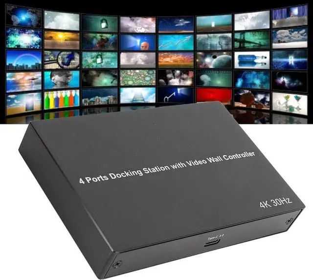 Alt view image 2 of 7 - USB 3.0 to Quad HDMI Adapter, USB 3.0 to HDMI Hub Adapter Replacement, 4K30Hz X 2 1080P 60Hz X 2 4 Ports Docking Station (US Plug)