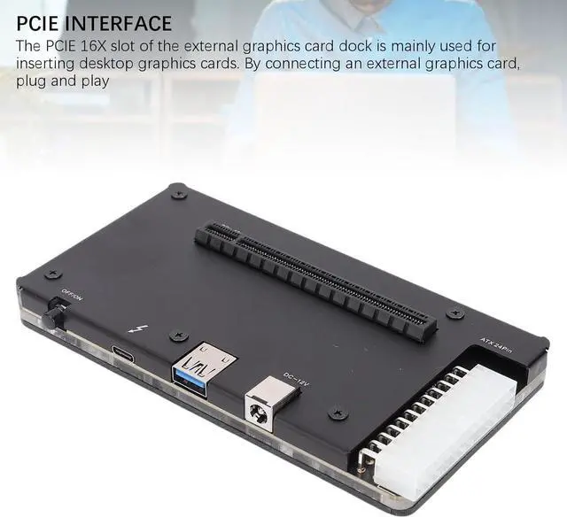 Alt view image 6 of 7 - Zunate External GPU Fit for Thunderbolt 4, USB4.0 External GPU Dock with PCIE 16X Slot,1m Cable, EGPU Enclosure for Laptop Handheld Gaming