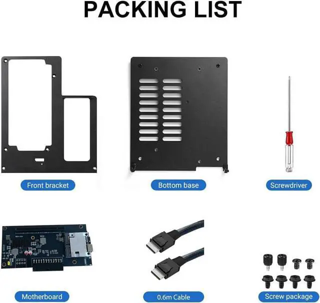Alt view image 6 of 6 - External GPU Dock Station, Only Compatible with OcuLink Interface Graphics Dock Station, Mini eGPU Enclosure for NVIDIA/AMD PCIE, Support ATX Power Supply (Black)