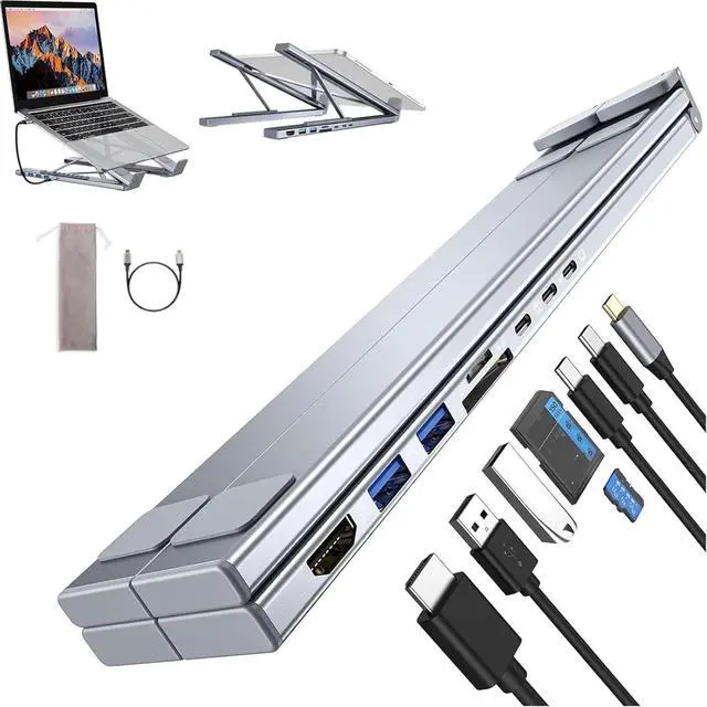 Main image of Civilizek 8-in-1 USB-C Laptop Stand, Upliftjoys 8-in-1 USB-C Laptop Stand, with 4K HDMI, 2 USB 3.0, Pd 100w, Universal for Offices, Corporate Desks, Cafes (1Pcs)