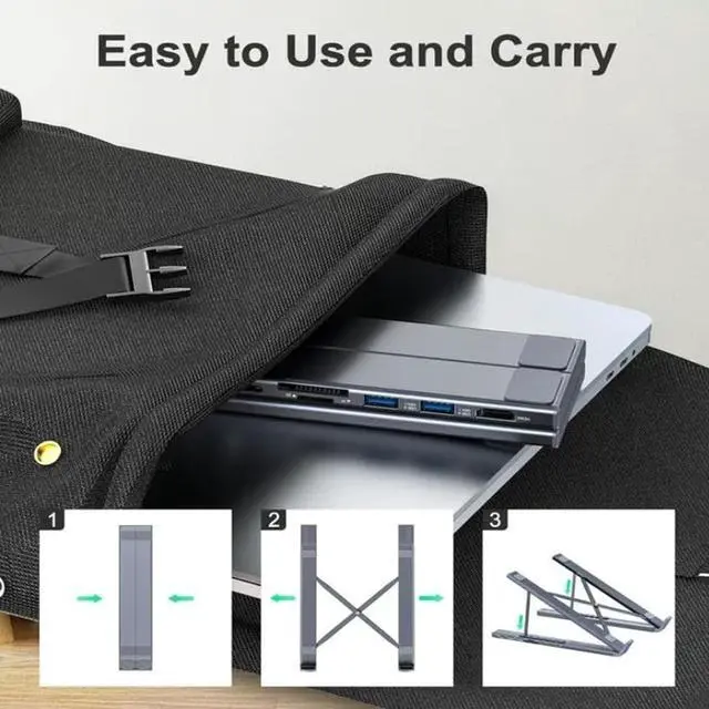 Alt view image 3 of 7 - Civilizek 8-in-1 USB-C Laptop Stand, Upliftjoys 8-in-1 USB-C Laptop Stand, with 4K HDMI, 2 USB 3.0, Pd 100w, Universal for Offices, Corporate Desks, Cafes (1Pcs)