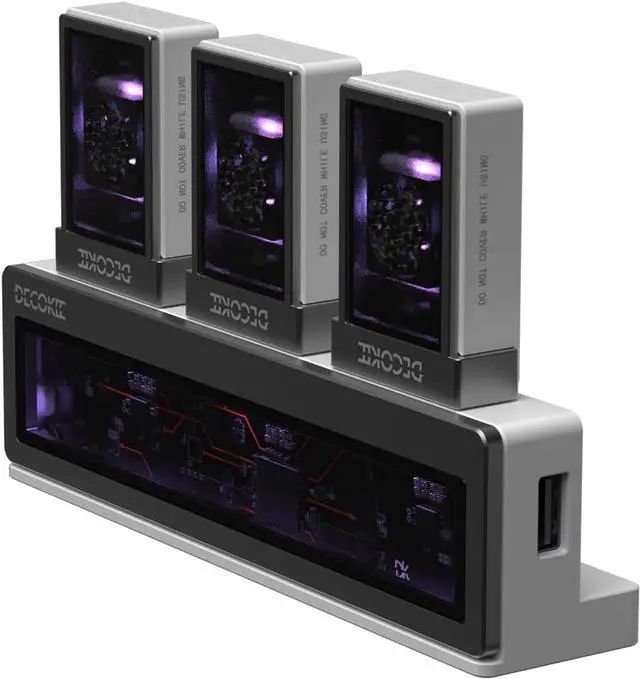 Alt view image 2 of 7 - DK-Station M.2 NVMe SSD Enclosure Hub, DK-Disk (SSD Enclosure) 3X, DK-HUB 1X, USB 3.2 Gen2 10Gbps, RGB LED (White)
