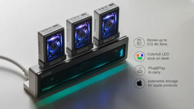 Alt view image 4 of 7 - DK-Station M.2 NVMe SSD Enclosure Hub, DK-Disk (SSD Enclosure) 3X, DK-HUB 1X, USB 3.2 Gen2 10Gbps, RGB LED (White)
