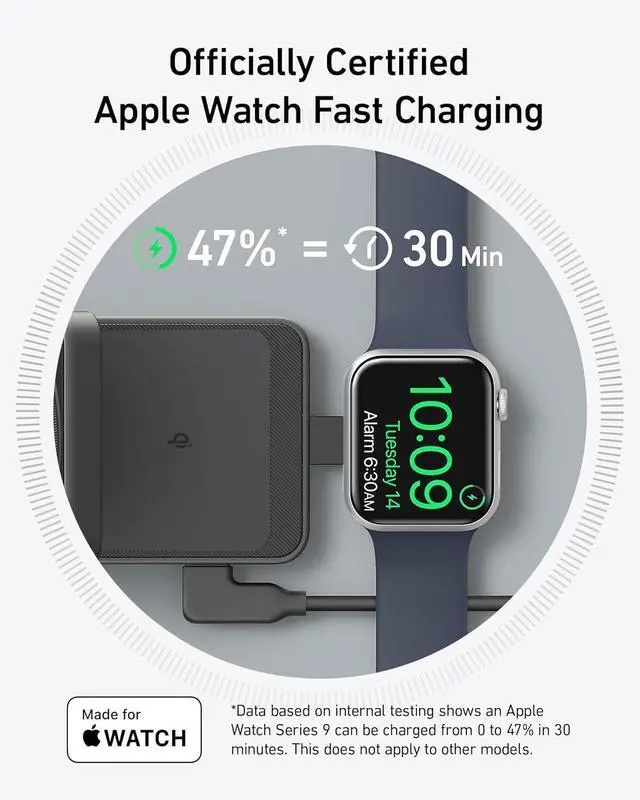 Alt view image 4 of 7 - Anker MagGo 3-in-1 iPhone 16 Charging Station, MagSafe-Compatible Wireless Charger Stand, Qi2 Certified 15W Foldable Charger for iPhone 15/14, AirPods, Apple Watch 9 (40W USB-C Charger Included)