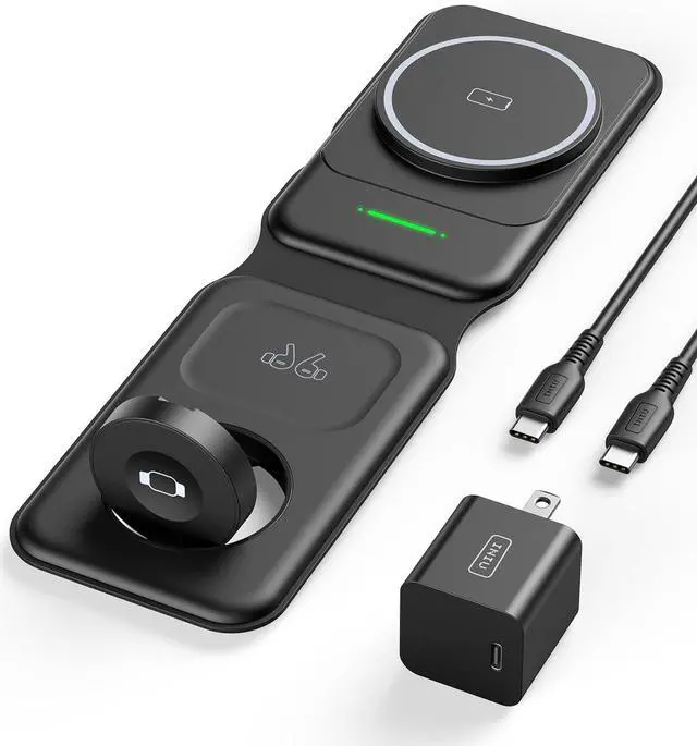 Main image of 3 in 1 Charging Station Multiple Devices for  15W Magnetic Foldable Travel Wireless Charger for iPhone 16 pro max 15 14 13 12 Series iWatch 10 9 8 SE/Ultra Series AirPods 4 3 2 pro